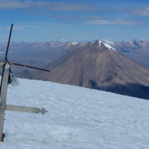 Crosses on the main summit of Nevado Chachani, 6075 meters high